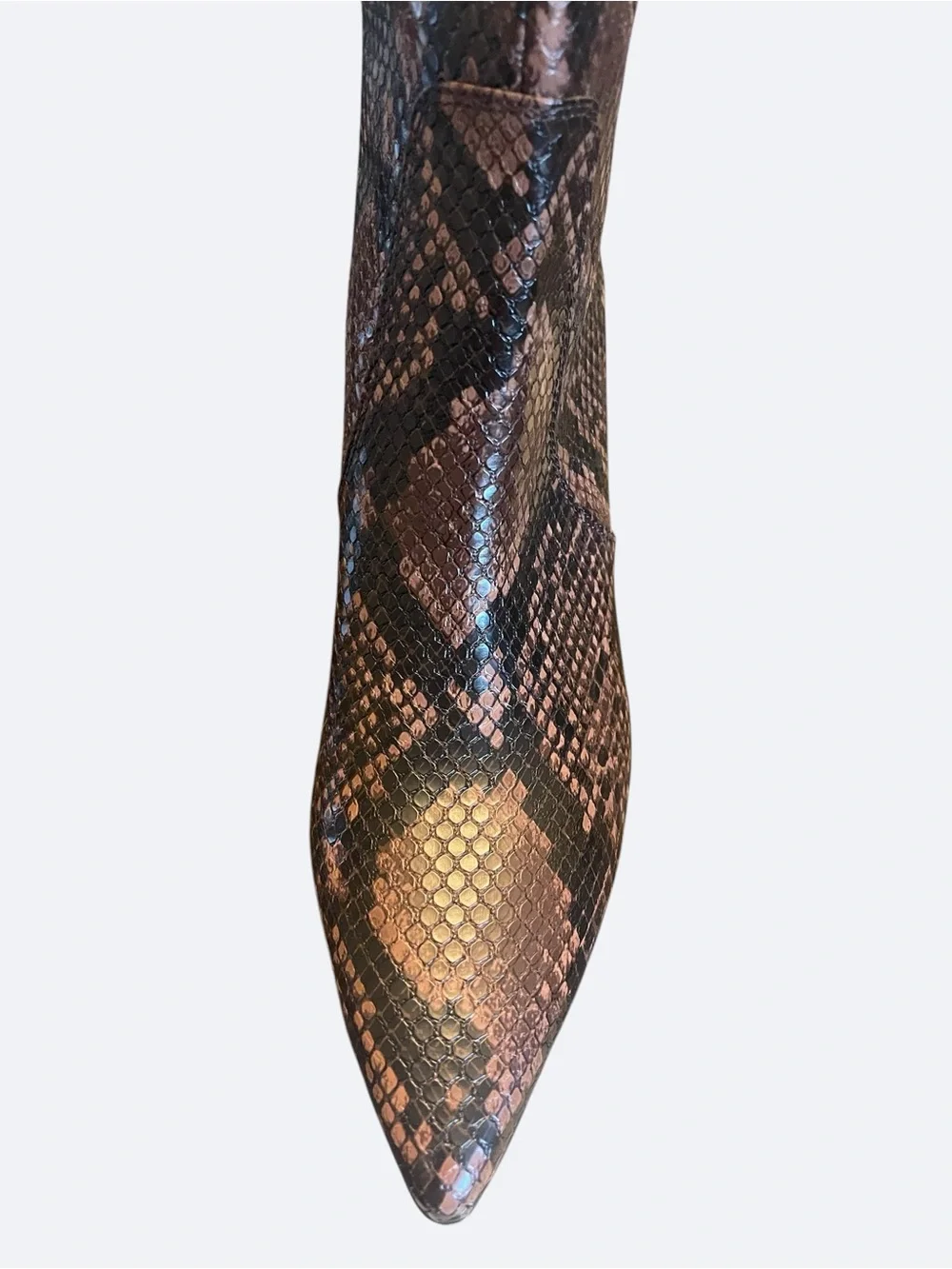 Steve Madden Brown Snake-Print Over-the-Knee Pointed-Toe Boots